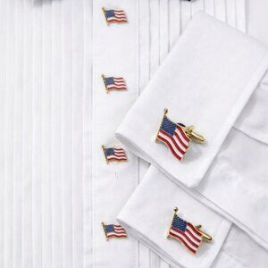 American Flag Tuxedo Shirt Studs and Cufflinks Set